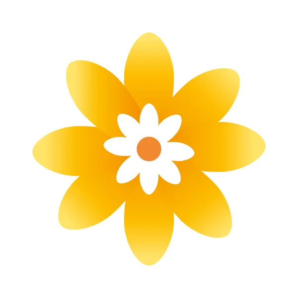 Aranyos virág sárga szín elszigetelt ikon — Stock Vector