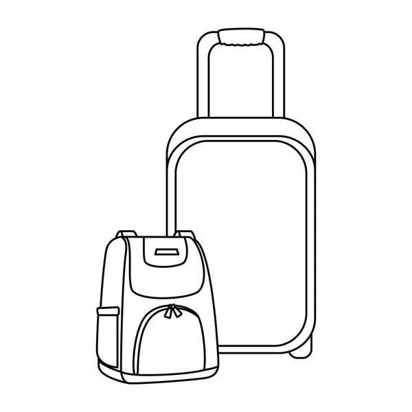 Τροχοφόρος βαλίτσα με σακίδιο — Διανυσματικό Αρχείο