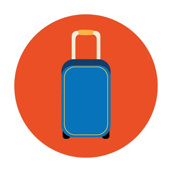 Wheeled suitcase in frame circular isolated icon — Stock Vector