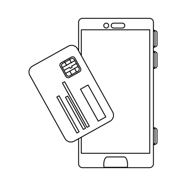Smartphone-val hitelkártya elszigetelt ikon — Stock Vector