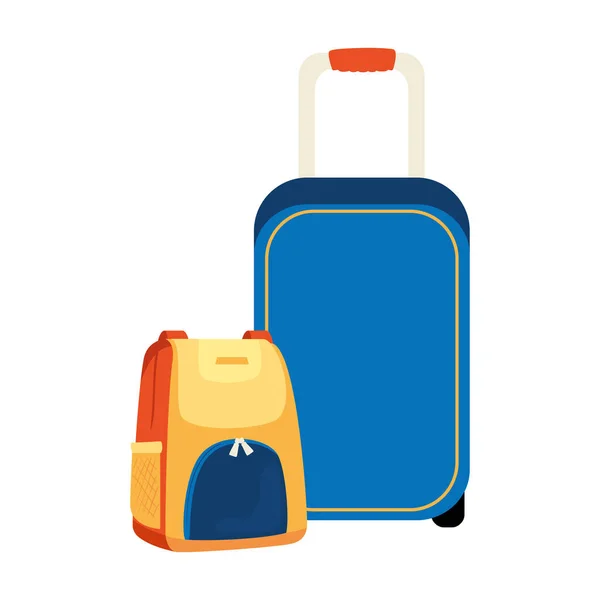 装有背包隔离图标的轮式行李箱 — 图库矢量图片