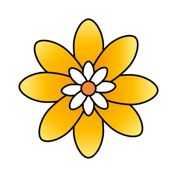 Söt blomma gul färg isolerad ikon — Stock vektor
