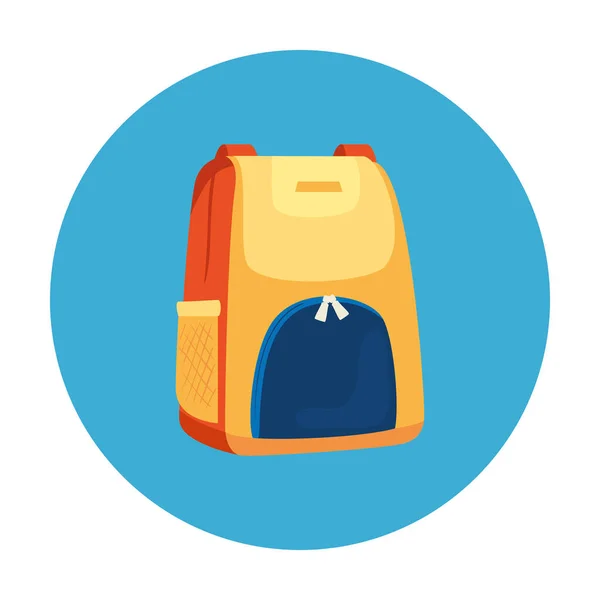 Backpack in frame circular isolated icon — Stock Vector