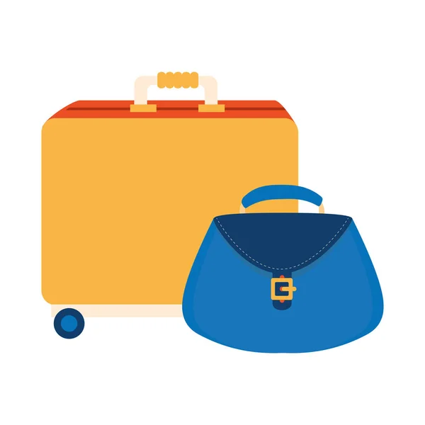 装有女包隔离图标的轮式行李箱 — 图库矢量图片