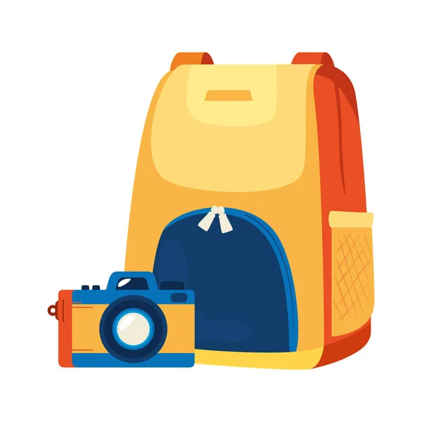 Kamera görüntüsü izole edilmiş bir simgeye sahip sırt çantası — Stok Vektör