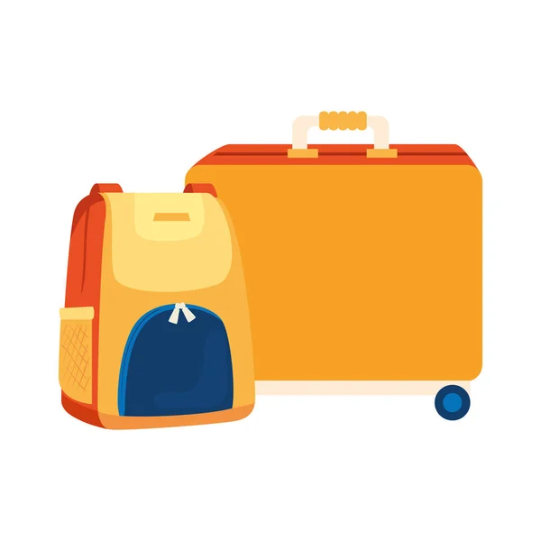 装有背包隔离图标的轮式行李箱 — 图库矢量图片