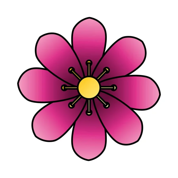 Niedliche Blume rosa Farbe isoliert Symbol — Stockvektor