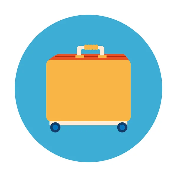 Wheeled suitcase in frame circular isolated icon — Stock Vector