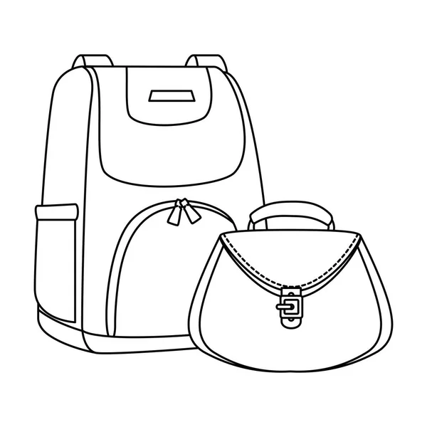 Plecak z ikoną damskiej torby izolowanej — Wektor stockowy