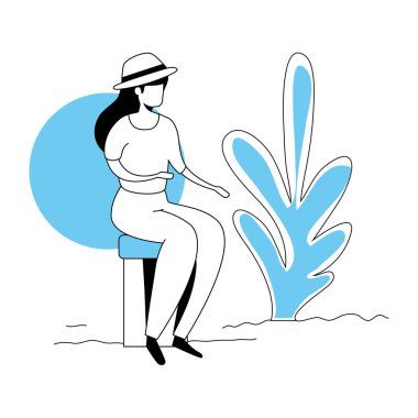 Avatar karakter simgesinde oturan güzel kadın
