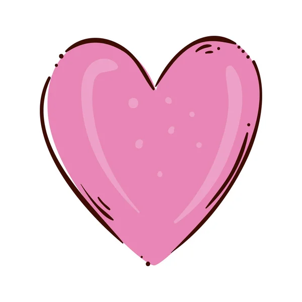 Χαριτωμένο καρδιά ροζ χρώμα απομονωμένο εικονίδιο — Διανυσματικό Αρχείο