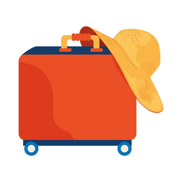 带有帽女隔离图标的轮式行李箱 — 图库矢量图片