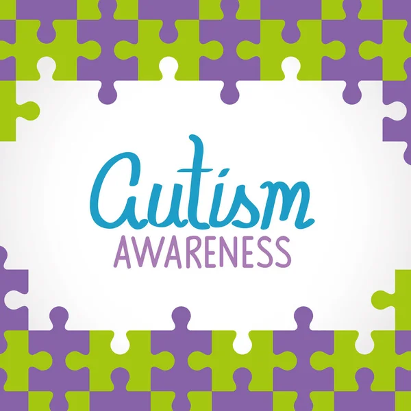 Día mundial del autismo con piezas de rompecabezas — Vector de stock