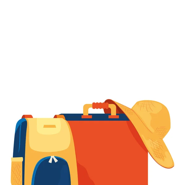 Koffer mit Sommermütze weiblich — Stockvektor