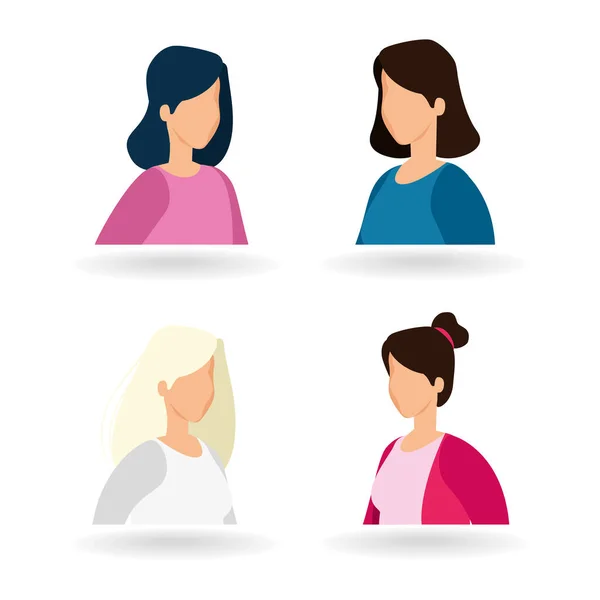 Grupo de mujeres avatar iconos de carácter — Archivo Imágenes Vectoriales