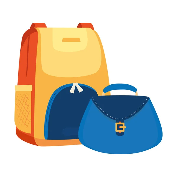 Рюкзак с женской сумкой — стоковый вектор