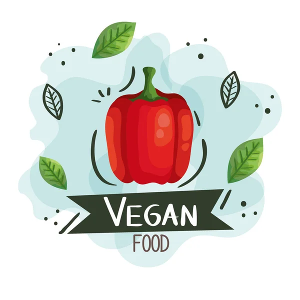 Vegan food poster with pepper vegetable — Stock Vector