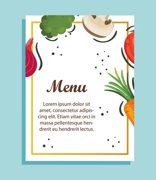 Tarjeta de menú con verduras frescas — Vector de stock