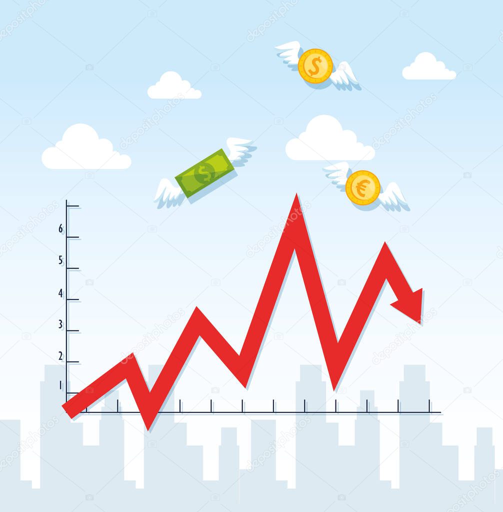 stock market crash with infographic and icons