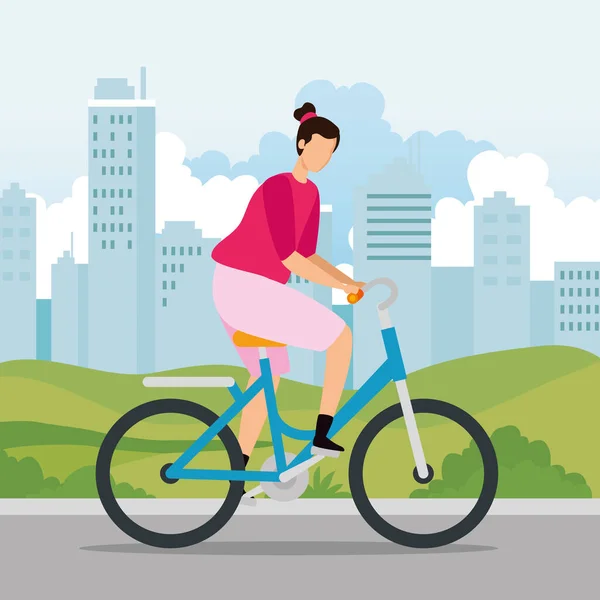 Vacker kvinna i cykel avatar karaktär — Stock vektor