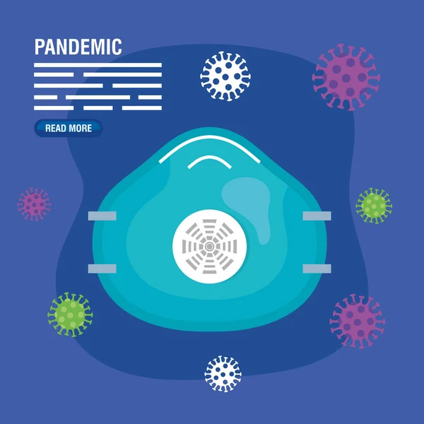 Protezione respiratoria per coronavirus pandemico 2019 — Vettoriale Stock