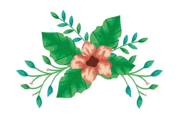 Cute flower with branches and leafs — Stockvector