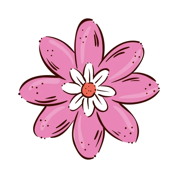 Roztomilý květinový růžová barva izolované ikony — Stockový vektor