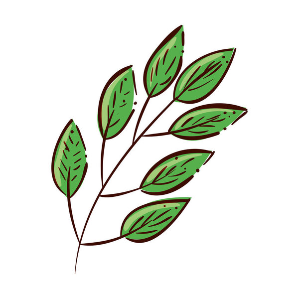 branch with leafs natural isolated icon