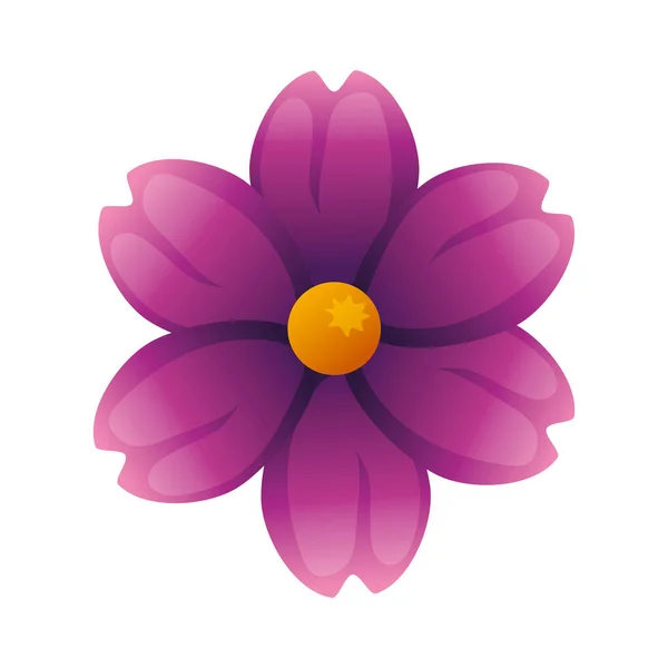 Ładny kwiat fioletowy kolor odizolowany ikona — Wektor stockowy