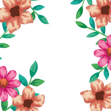 Dalları ve yaprakları olan bir çiçek çerçevesi