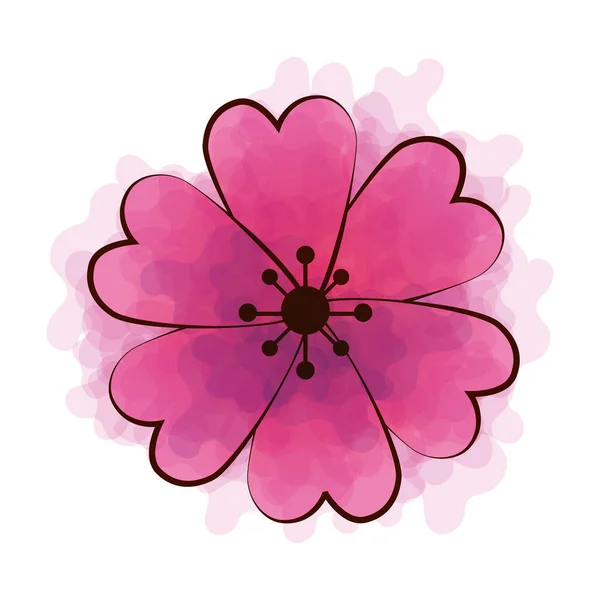 Χαριτωμένο λουλούδι ροζ χρώμα απομονωμένο εικονίδιο — Διανυσματικό Αρχείο