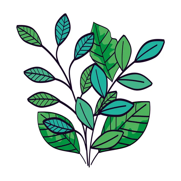 Ramas con hojas icono aislado natural — Vector de stock