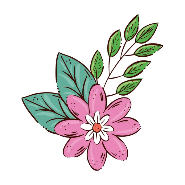 Şirin bir çiçek, dallı ve yapraklı izole bir ikon.