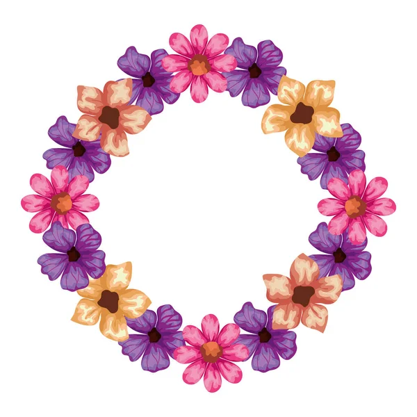 Marco circular de flores lindas naturales — Vector de stock