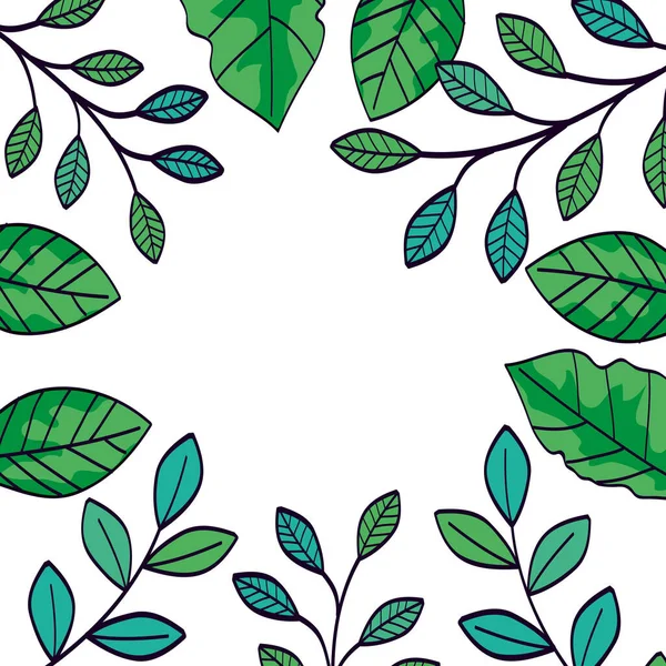 Marco de ramas con hojas naturales — Archivo Imágenes Vectoriales