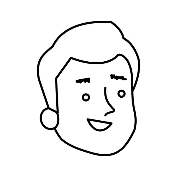 Cara de la línea de hombre icono de estilo — Vector de stock