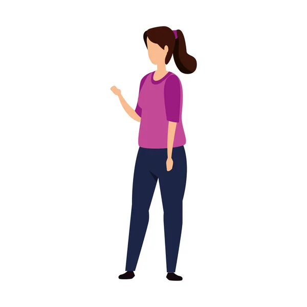 Hermosa mujer avatar carácter icono — Vector de stock