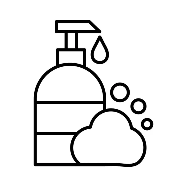Antibakteriální mýdlová láhev, ikona ve stylu čáry — Stockový vektor
