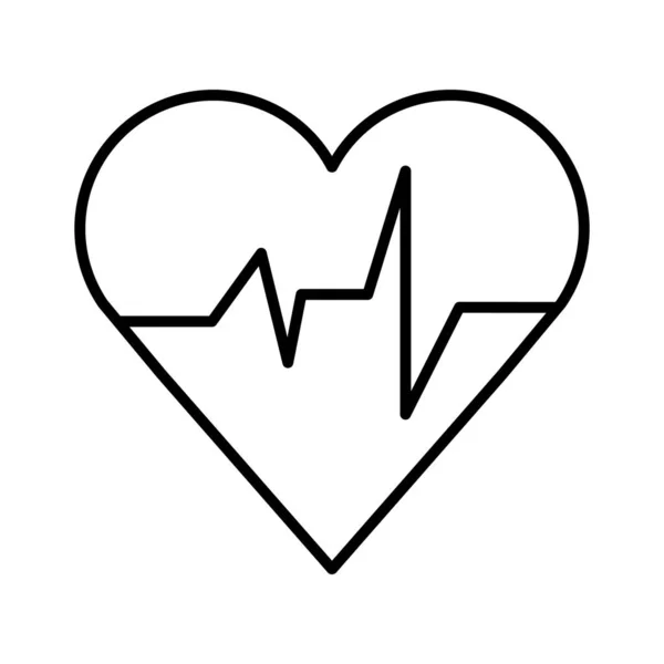 Pulso de frecuencia cardíaca, icono de estilo de línea — Vector de stock