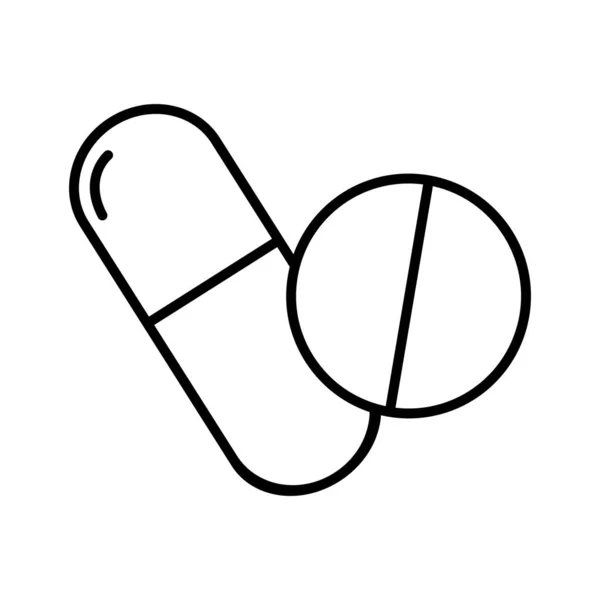 Kapsle léky, linka styl ikony — Stockový vektor