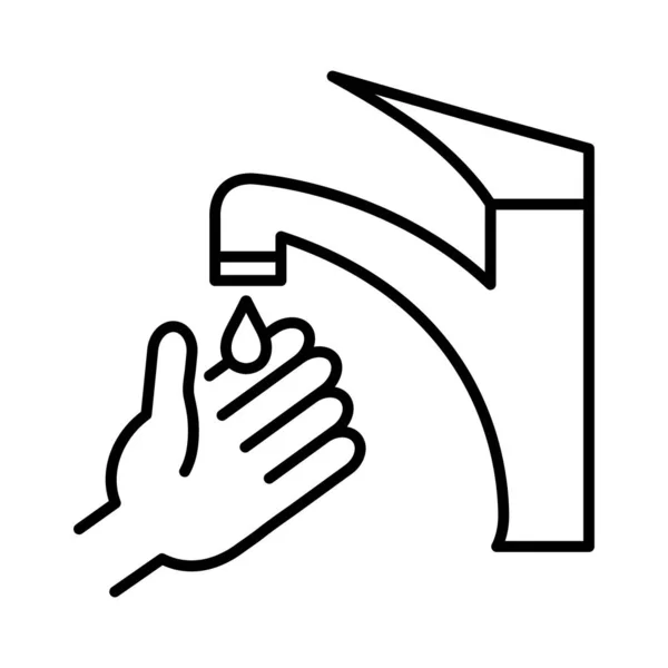 Мытье рук, иконка стиля линии — стоковый вектор