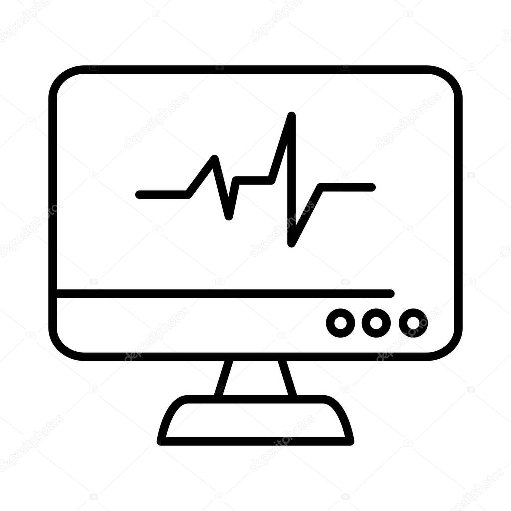 monitor with rate pulse, line style icon