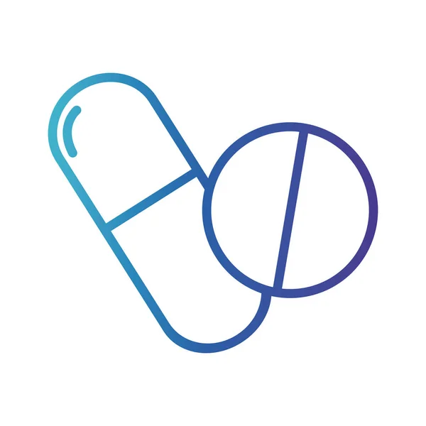 Capsules drugs medicatie, gradiënt lijn stijl pictogram — Stockvector