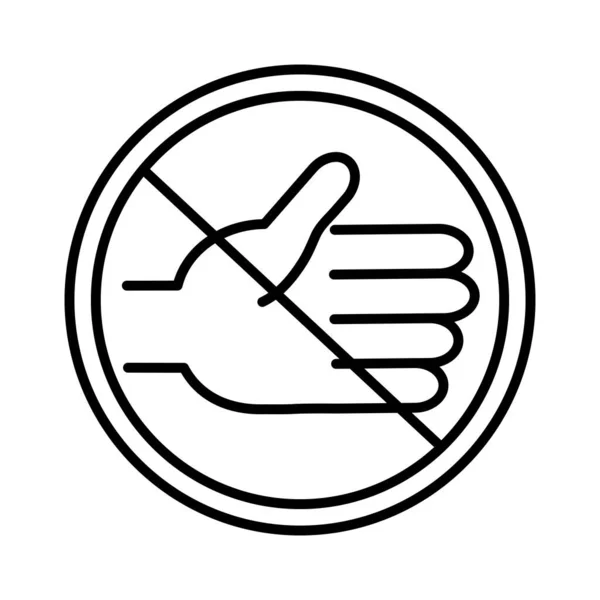 Verboden signaal om handen te schudden, lijn stijl icoon — Stockvector