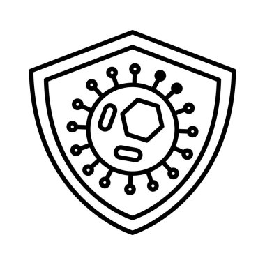 Covid 19 'un parçacığı kalkanda, satır biçimi simgesi