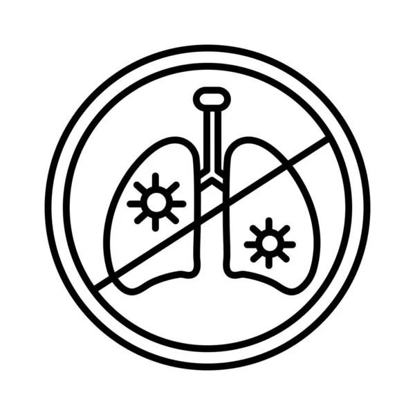 肺内有弧菌19的禁药信号,线型图标 — 图库矢量图片