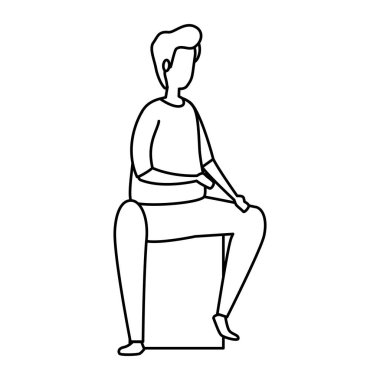 Genç adam oturma tarzı simgesi