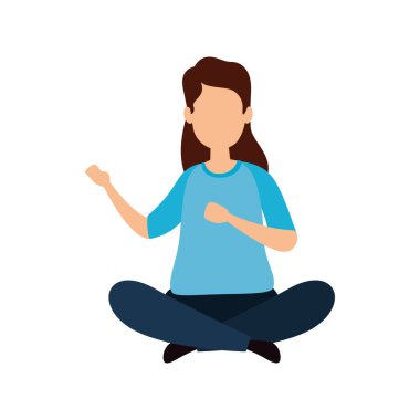 Avatar karakter simgesinde oturan güzel kadın