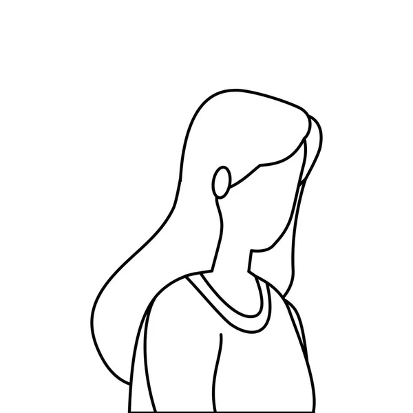 Belle icône de style de ligne femme — Image vectorielle