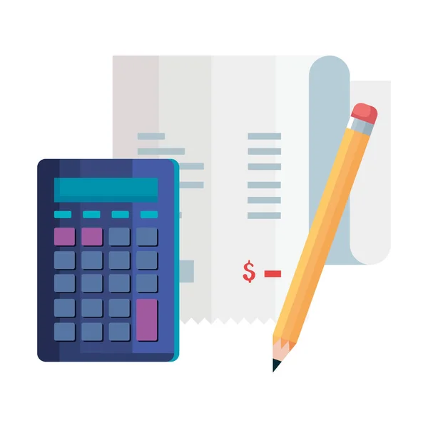 Voucher papierowy z kalkulatorem i ołówkiem — Wektor stockowy